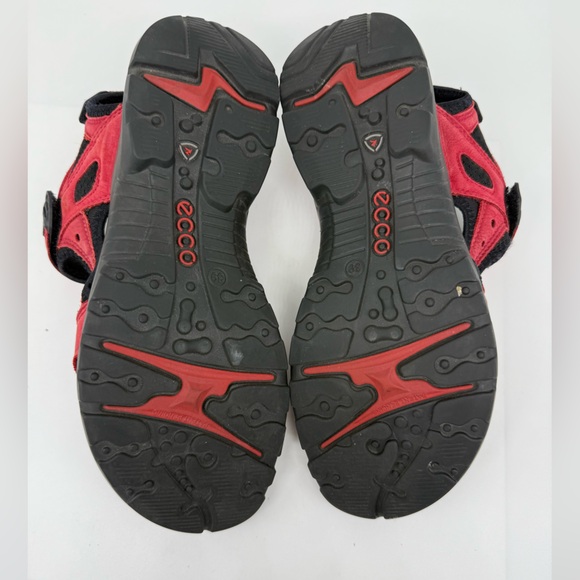 ECCO Yucatán Women’s Hiking Sandals Size 39 US 8 Red Black Velcro Straps used - Picture 6 of 6